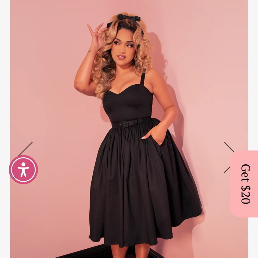 Vixen by Micheline Pitt Black Vintage-Inspired Fit-and-Flare Dress